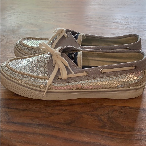 Silver Sequined Sperry Topsiders - Picture 2 of 6